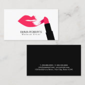 メーキャップアーティストのモダンで赤い唇及び口紅 名刺 (正面/裏面)