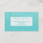 メーキャップアーティストのモダンなタイポグラフィのティール（緑がかった色）のフェイクなグリッター 名刺 (裏面)
