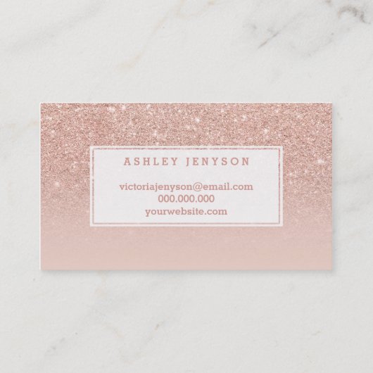 メーキャップアーティストのモダンなタイポグラフィの赤面のばら色の金ゴールド 名刺 (裏面)