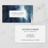 メーキャップアーティストのモダンな濃紺の水彩画 名刺 (正面/裏面)