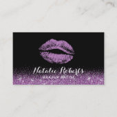 メーキャップアーティストのモダンな紫色の口紅の唇のサロン 名刺 (正面)