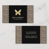 メーキャップアーティストのモダンな蝶金ゴールドのグリッター 名刺 (正面/裏面)