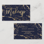 メーキャップアーティストのモダンな金ゴールドのタイポグラフィの大理石海軍 名刺 (正面/裏面)
