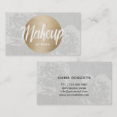 メーキャップアーティストのモダンな金ゴールドの円のエレガントな花柄 名刺 (正面/裏面)