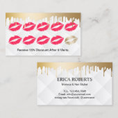 メーキャップアーティストのモダンな金ゴールドの滴りの赤い唇のロイヤリティ ロイヤリティカード (正面/裏面)