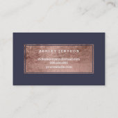 メーキャップアーティストのモダンのばら色の金ゴールドのタイポグラフィの青 名刺 (裏面)