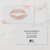 メーキャップアーティストのモダンのばら色の金ゴールドの唇の美容院 名刺 (正面/裏面)