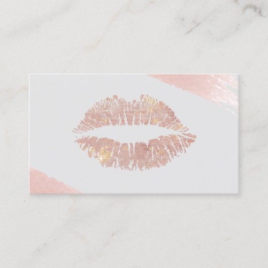 メーキャップアーティストのモダンのばら色の金ゴールドの唇の美容院 名刺 (正面)