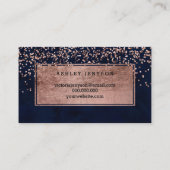 メーキャップアーティストのモダンのばら色の金ゴールドの紙吹雪の濃紺 名刺 (裏面)
