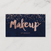 メーキャップアーティストのモダンのばら色の金ゴールドの紙吹雪の濃紺 名刺 (正面)