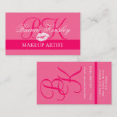 メーキャップアーティストのモノグラムの名刺のショッキングピンク 名刺 (正面/裏面)