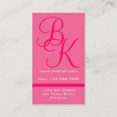 メーキャップアーティストのモノグラムの名刺のショッキングピンク 名刺 (裏面)