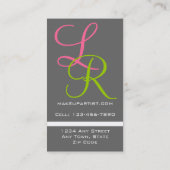 メーキャップアーティストのモノグラムの名刺のピンクの灰色 名刺 (裏面)