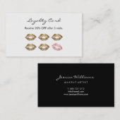 メーキャップアーティストのロイヤリティのシックな金ゴールドの唇II ロイヤリティカード (正面/裏面)