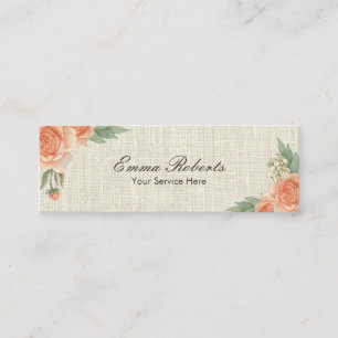 メーキャップアーティストのヴィンテージの花の素朴なバーラップ スキニー名刺