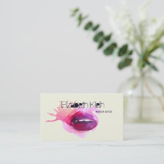 メーキャップアーティストの刃の鋭い水彩画の唇 名刺 (スタンド正面)