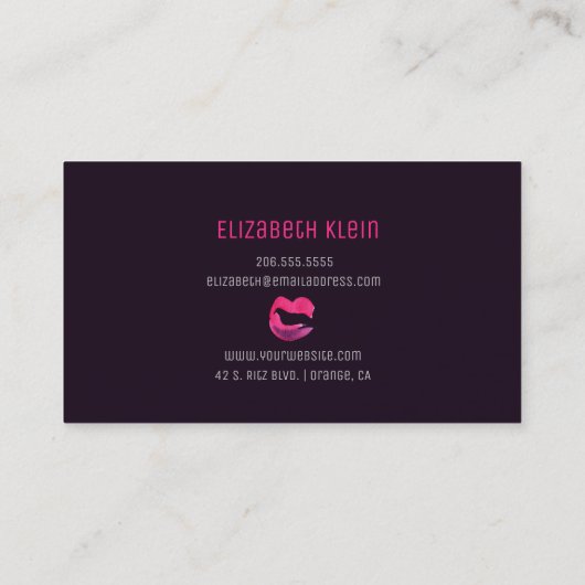 メーキャップアーティストの刃の鋭い水彩画の唇 名刺 (裏面)
