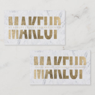 メーキャップアーティストの切り取られたフェイクな金ゴールドのタイポグラフィの大理石 名刺