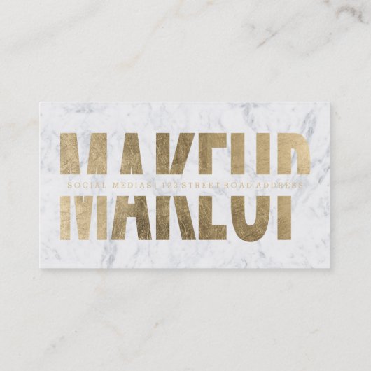 メーキャップアーティストの切り取られたフェイクな金ゴールドのタイポグラフィの大理石 名刺 (裏面)