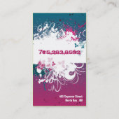 メーキャップアーティストの名刺のグランジな（ばちゃばちゃ）跳ねるのピンク 名刺 (裏面)