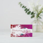 メーキャップアーティストの名刺のグランジな（ばちゃばちゃ）跳ねるの赤 名刺 (スタンド正面)