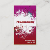 メーキャップアーティストの名刺のグランジな（ばちゃばちゃ）跳ねるの赤 名刺 (裏面)