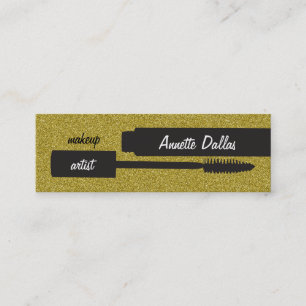 メーキャップアーティストの名刺のグリッター一見の金ゴールド スキニー名刺