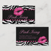 メーキャップアーティストの名刺のシマウマのピンクは唇に点を打ちます 名刺 (正面/裏面)