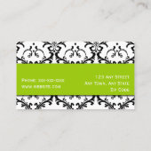 メーキャップアーティストの名刺のダマスク織の緑 名刺 (裏面)