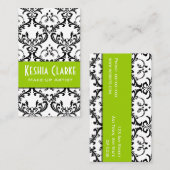 メーキャップアーティストの名刺のダマスク織の緑 名刺 (正面/裏面)