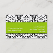 メーキャップアーティストの名刺のダマスク織の緑 名刺 (裏面)
