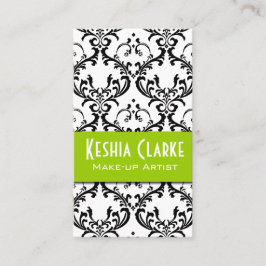 メーキャップアーティストの名刺のダマスク織の緑 名刺