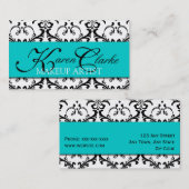 メーキャップアーティストの名刺のダマスク織の青 名刺 (正面/裏面)