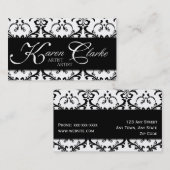 メーキャップアーティストの名刺のダマスク織の黒 名刺 (正面/裏面)