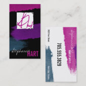 メーキャップアーティストの名刺のモダンでグランジなモノグラム 名刺 (正面/裏面)