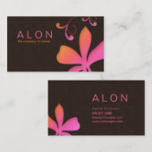 メーキャップアーティストの名刺の花のピンクのオレンジ 名刺 (正面/裏面)