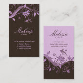 メーキャップアーティストの名刺の花の紫色ブラウン 名刺 (正面/裏面)