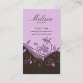 メーキャップアーティストの名刺の花の紫色ブラウン 名刺 (裏面)