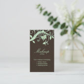 メーキャップアーティストの名刺の花の緑ブラウン 名刺 (スタンド正面)