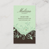 メーキャップアーティストの名刺の花の緑ブラウン 名刺 (裏面)