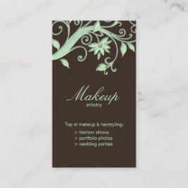 メーキャップアーティストの名刺の花の緑ブラウン 名刺