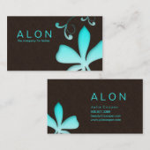 メーキャップアーティストの名刺の花の青緑 名刺 (正面/裏面)