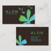 メーキャップアーティストの名刺の花の青緑 名刺 (正面/裏面)