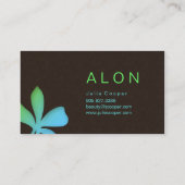 メーキャップアーティストの名刺の花の青緑 名刺 (裏面)