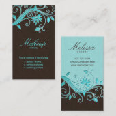 メーキャップアーティストの名刺の花茶色がかった鋼色 名刺 (正面/裏面)