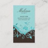 メーキャップアーティストの名刺の花茶色がかった鋼色 名刺 (裏面)