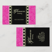 メーキャップアーティストの名刺はピンクの黒をつけます 名刺 (正面/裏面)
