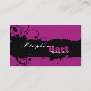 メーキャップアーティストの名刺-グランジな（ばちゃばちゃ）跳ねるのピンク 名刺