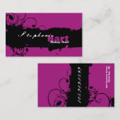 メーキャップアーティストの名刺-グランジな（ばちゃばちゃ）跳ねるのピンク 名刺 (正面/裏面)