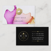 メーキャップアーティストの名刺-シックな水彩画 名刺 (正面/裏面)